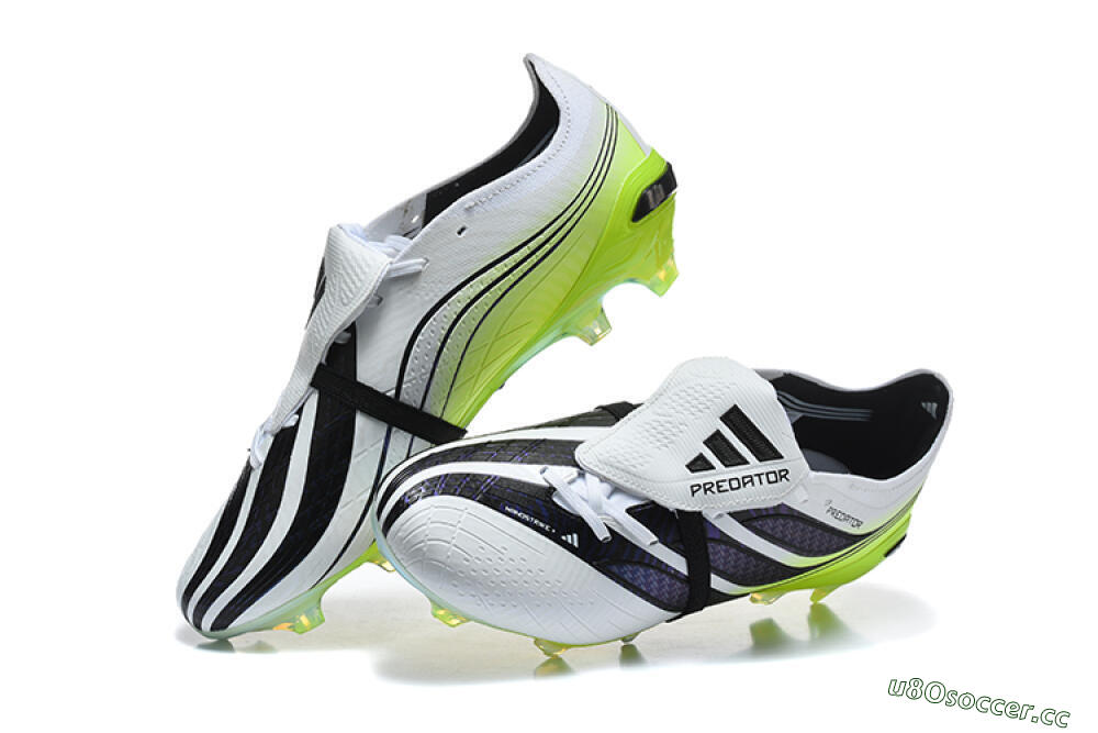 Unisex Adidas Predator 26 Elite Fold-Over Tongue FG Firm Ground Low-Tops Football Boots - White/Solar Yellow/Core Black 6