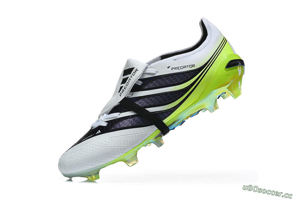 Unisex Adidas Predator 26 Elite Fold-Over Tongue FG Firm Ground Low-Tops Football Boots - White/Solar Yellow/Core Black 8