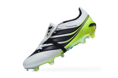 Unisex Adidas Predator 26 Elite Fold-Over Tongue FG Firm Ground Low-Tops Football Boots - White/Solar Yellow/Core Black