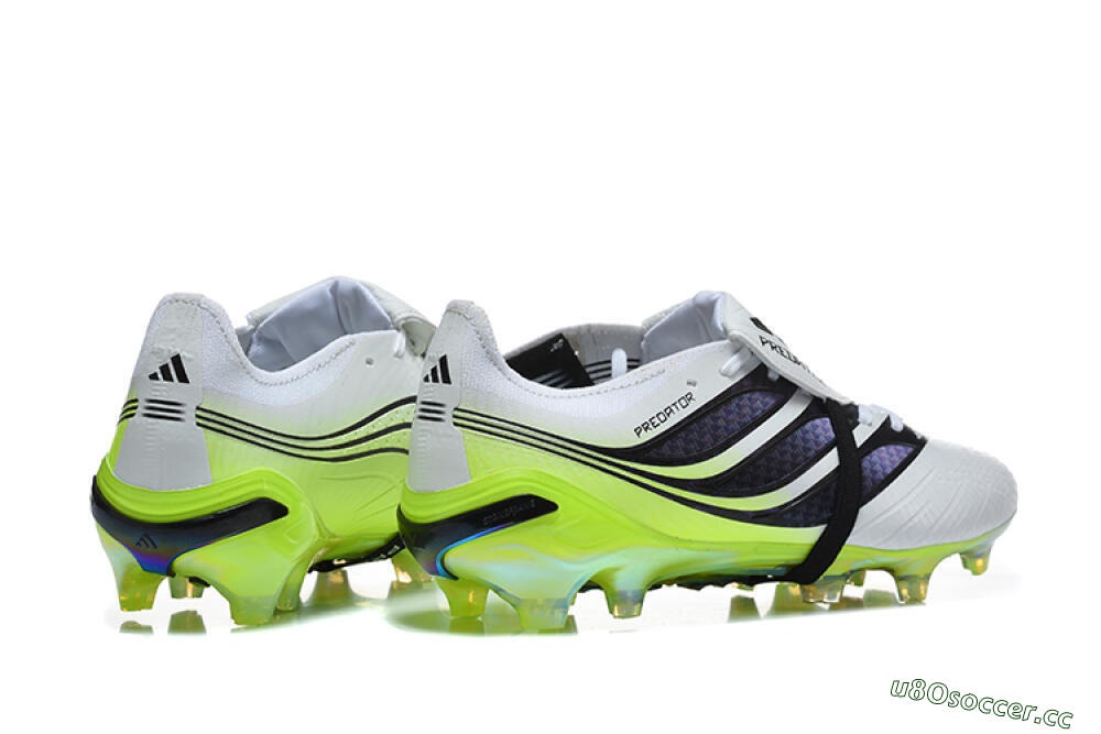Unisex Adidas Predator 26 Elite Fold-Over Tongue FG Firm Ground Low-Tops Football Boots - White/Solar Yellow/Core Black 9