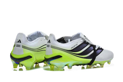 Unisex Adidas Predator 26 Elite Fold-Over Tongue FG Firm Ground Low-Tops Football Boots - White/Solar Yellow/Core Black