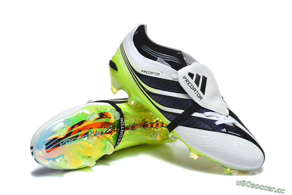 Unisex Adidas Predator 26 Elite Fold-Over Tongue FG Firm Ground Low-Tops Football Boots - White/Solar Yellow/Core Black 4