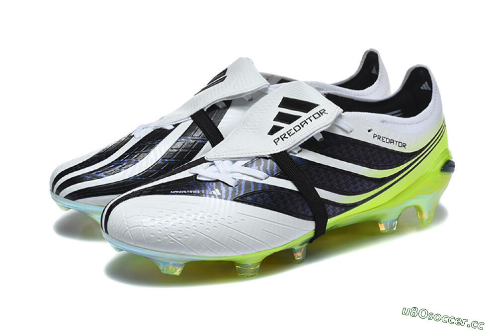 Unisex Adidas Predator 26 Elite Fold-Over Tongue FG Firm Ground Low-Tops Football Boots - White/Solar Yellow/Core Black 5