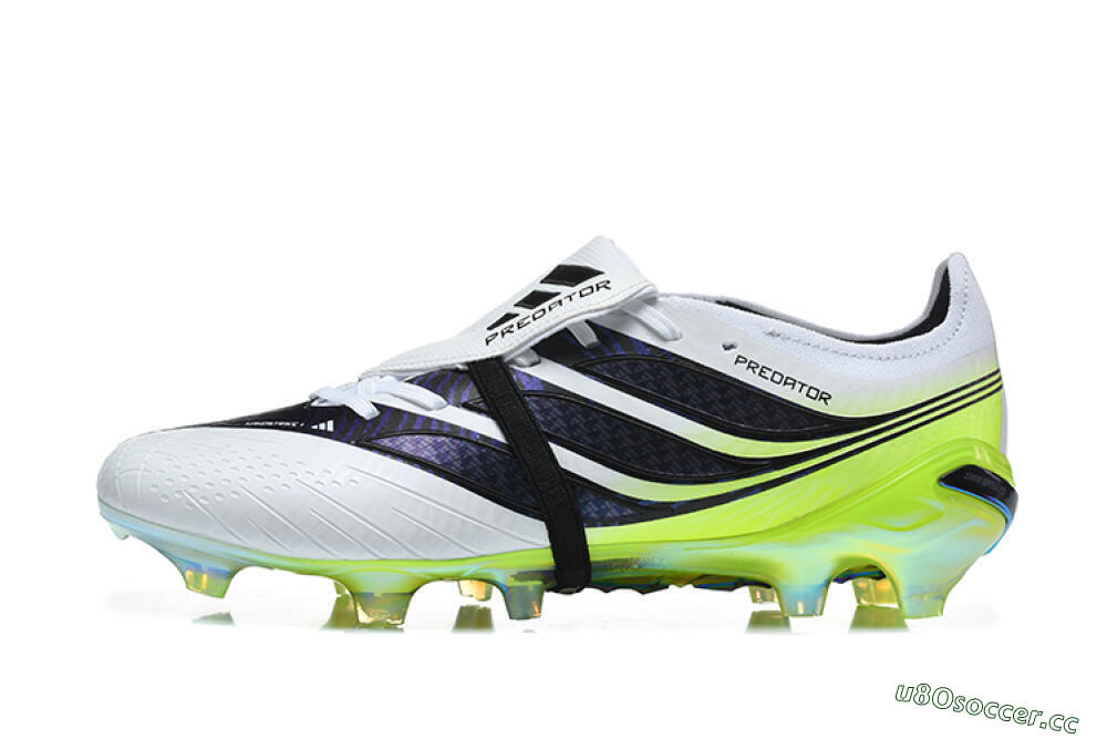 Unisex Adidas Predator 26 Elite Fold-Over Tongue FG Firm Ground Low-Tops Football Boots - White/Solar Yellow/Core Black 0