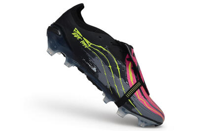 Unisex Adidas Predator 26 Elite Fold-Over Tongue FG Firm Ground Low-Tops Football Boots - Black/Black/Electric Pink/Neon Yellow