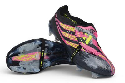 Unisex Adidas Predator 26 Elite Fold-Over Tongue FG Firm Ground Low-Tops Football Boots - Black/Black/Electric Pink/Neon Yellow