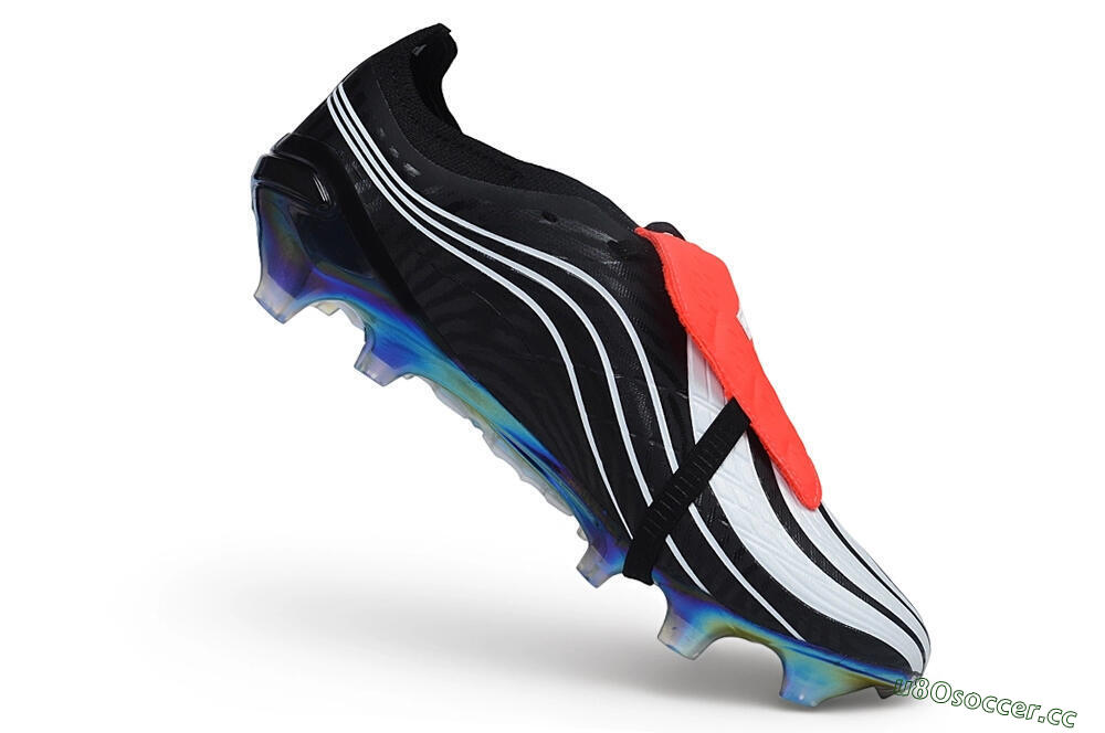 Unisex Adidas Predator 26 Elite Fold-Over Tongue FG Firm Ground Low-Tops Football Boots - Black/Core Black/Solar Red 4