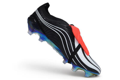 Unisex Adidas Predator 26 Elite Fold-Over Tongue FG Firm Ground Low-Tops Football Boots - Black/Core Black/Solar Red