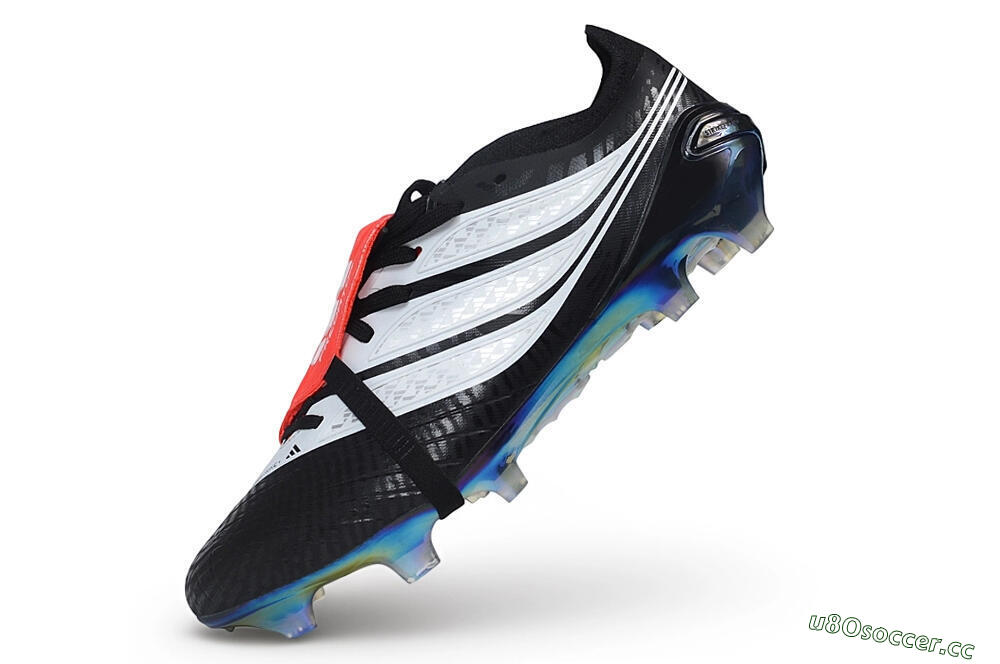 Unisex Adidas Predator 26 Elite Fold-Over Tongue FG Firm Ground Low-Tops Football Boots - Black/Core Black/Solar Red 5