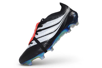 Unisex Adidas Predator 26 Elite Fold-Over Tongue FG Firm Ground Low-Tops Football Boots - Black/Core Black/Solar Red