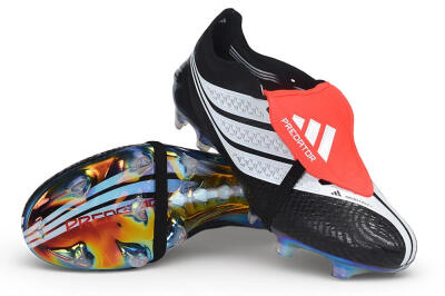 Unisex Adidas Predator 26 Elite Fold-Over Tongue FG Firm Ground Low-Tops Football Boots - Black/Core Black/Solar Red