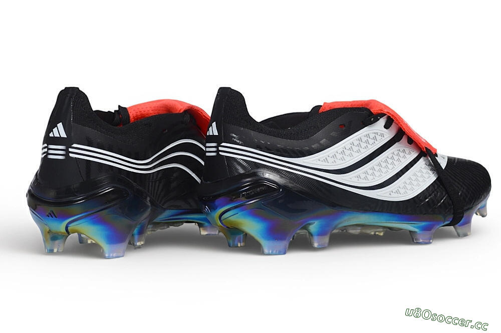 Unisex Adidas Predator 26 Elite Fold-Over Tongue FG Firm Ground Low-Tops Football Boots - Black/Core Black/Solar Red 6