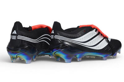 Unisex Adidas Predator 26 Elite Fold-Over Tongue FG Firm Ground Low-Tops Football Boots - Black/Core Black/Solar Red