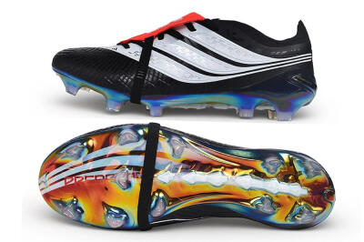 Unisex Adidas Predator 26 Elite Fold-Over Tongue FG Firm Ground Low-Tops Football Boots - Black/Core Black/Solar Red