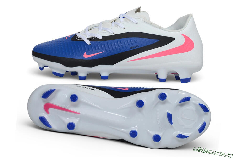 Unisex Nike Phantom 6 Elite Low FG Firm Ground Low-Tops Football Boots - White/Baltic Blue/Pink Blast 1