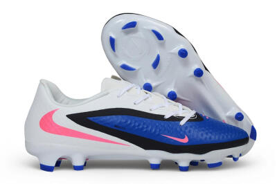 Unisex Nike Phantom 6 Elite Low FG Firm Ground Low-Tops Football Boots - White/Baltic Blue/Pink Blast