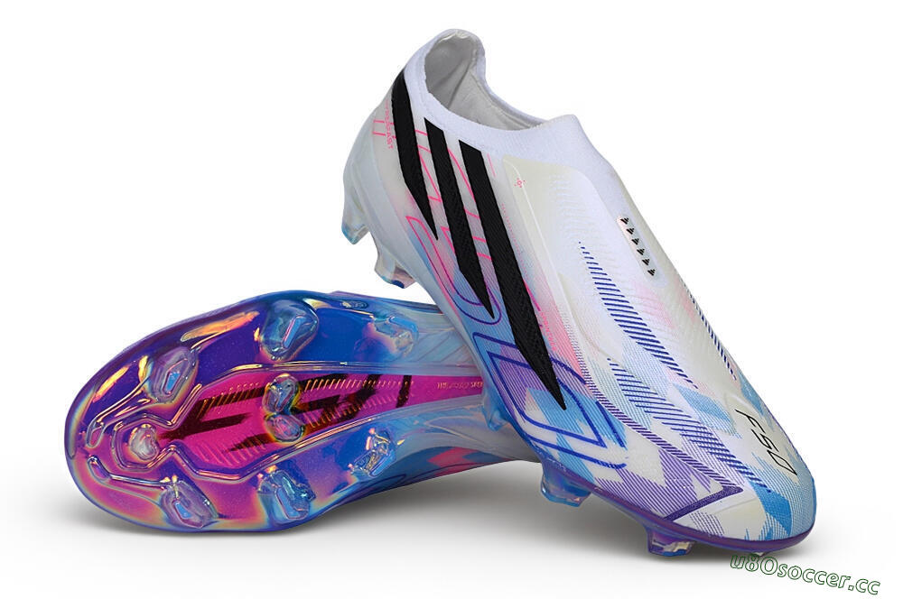 Unisex Adidas F50 Hyperfast Elite Laceless FG Firm Ground Low-Tops Football Boots - White/Core Black/Lucid Pink 3