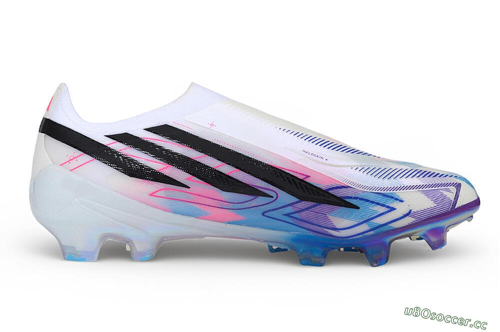 Unisex Adidas F50 Hyperfast Elite Laceless FG Firm Ground Low-Tops Football Boots - White/Core Black/Lucid Pink 7