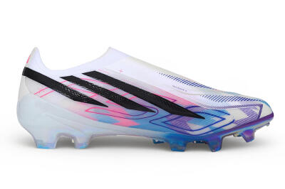 Unisex Adidas F50 Hyperfast Elite Laceless FG Firm Ground Low-Tops Football Boots - White/Core Black/Lucid Pink