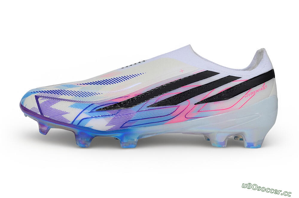 Unisex Adidas F50 Hyperfast Elite Laceless FG Firm Ground Low-Tops Football Boots - White/Core Black/Lucid Pink 0