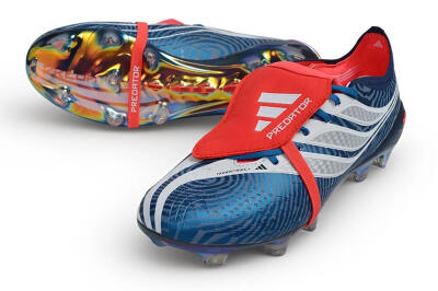 Men's Adidas Predator 26 Elite Fold-Over Tongue FG Firm Ground Low-Tops Football Boots - Blue/Collegiate Royal/Solar Red