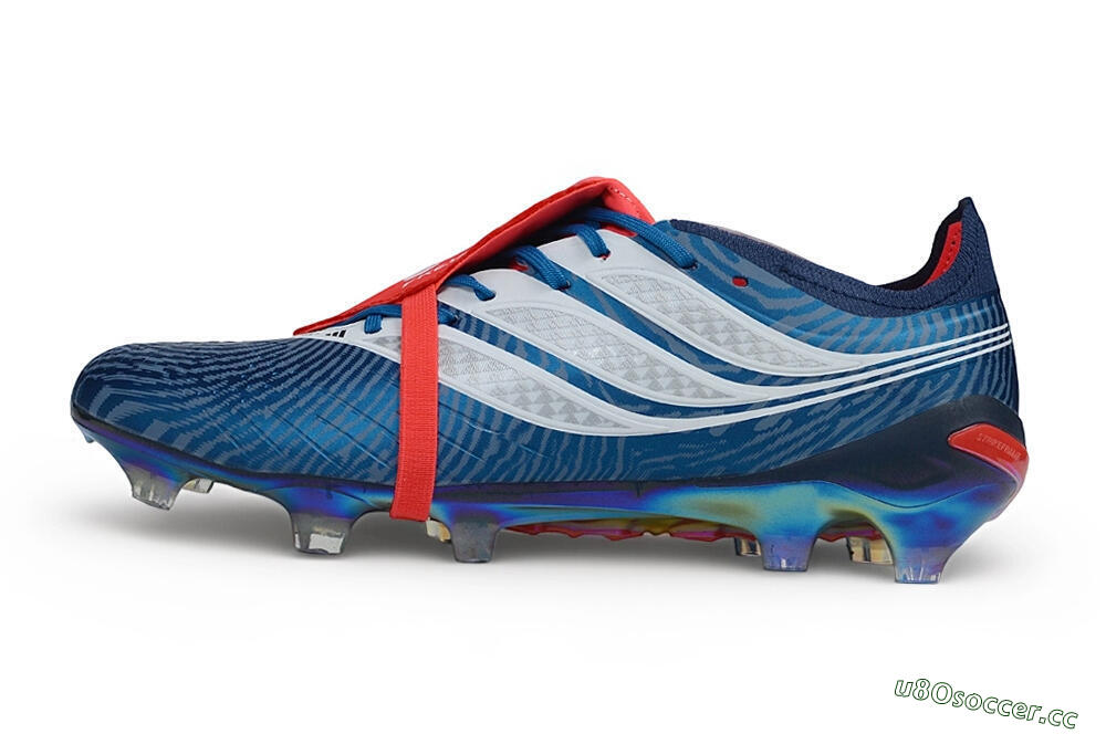 Men's Adidas Predator 26 Elite Fold-Over Tongue FG Firm Ground Low-Tops Football Boots - Blue/Collegiate Royal/Solar Red 0