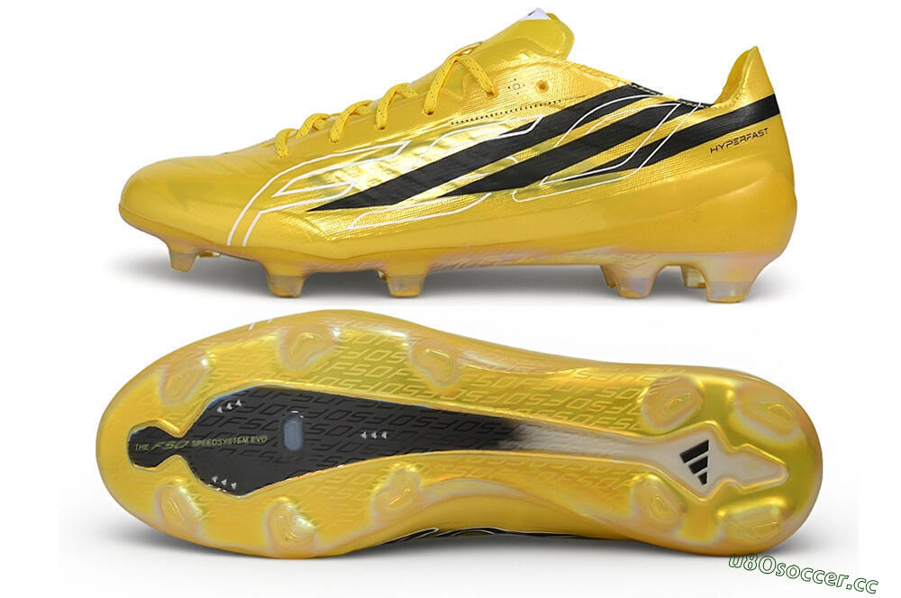 Unisex Adidas F50 Hyperfast Evo FG Firm Ground Low-Tops Football Boots - Yellow/Solar Gold/Core Black 1