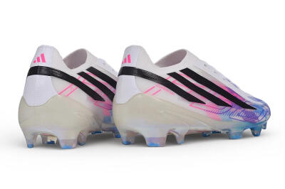 Unisex Adidas F50 Hyperfast Elite FG Firm Ground Low-Tops Football Boots - White/Lucid Blue/Lucid Pink