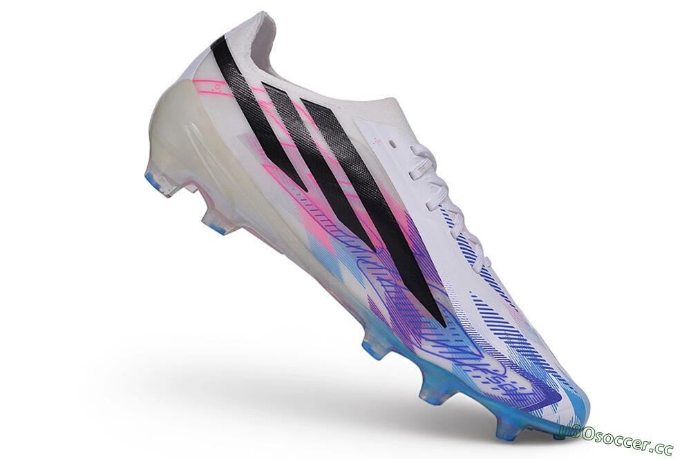 Unisex Adidas F50 Hyperfast Elite FG Firm Ground Low-Tops Football Boots - White/Lucid Blue/Lucid Pink 4