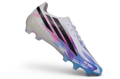 Unisex Adidas F50 Hyperfast Elite FG Firm Ground Low-Tops Football Boots - White/Lucid Blue/Lucid Pink