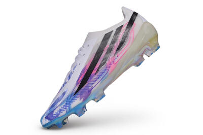 Unisex Adidas F50 Hyperfast Elite FG Firm Ground Low-Tops Football Boots - White/Lucid Blue/Lucid Pink