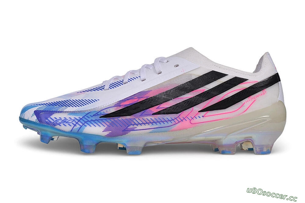 Unisex Adidas F50 Hyperfast Elite FG Firm Ground Low-Tops Football Boots - White/Lucid Blue/Lucid Pink 0