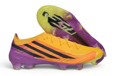 Unisex Adidas F50 Elite FG Firm Ground Low-Tops Football Boots - Yellow/Solar Gold/Team Purple