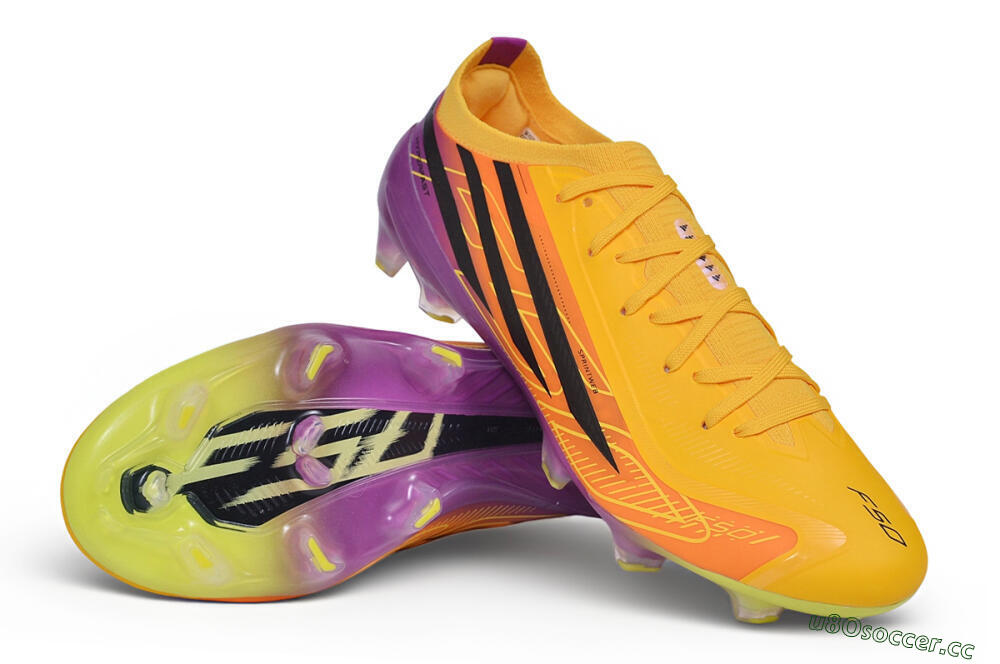 Unisex Adidas F50 Elite FG Firm Ground Low-Tops Football Boots - Yellow/Solar Gold/Team Purple 3