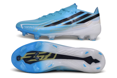 Unisex Adidas F50 Elite FG Firm Ground Low-Tops Football Boots - Blue/Lucid Blue/Footwear White