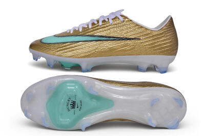 Unisex Nike Air Zoom Mercurial Superfly 11 Elite FG Firm Ground Low-Tops Football Boots - Gold/Metallic Gold/Mint Green