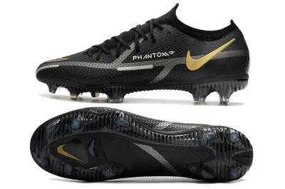 Men's Nike Phantom GT 2 FG Firm Ground Low-Tops Football Boots - Black/Silver/Gold