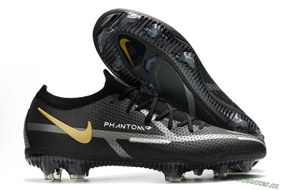 Men's Nike Phantom GT 2 FG Firm Ground Low-Tops Football Boots - Black/Silver/Gold 2