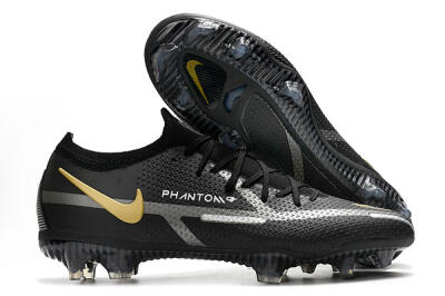 Men's Nike Phantom GT 2 FG Firm Ground Low-Tops Football Boots - Black/Silver/Gold