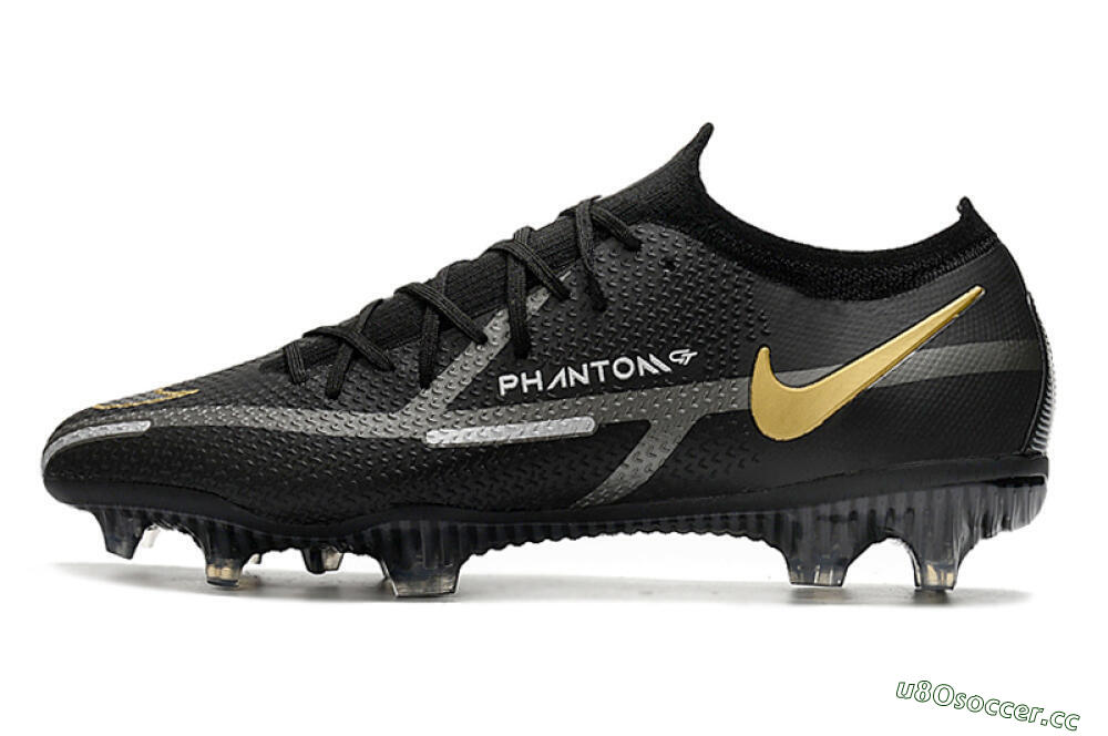 Men's Nike Phantom GT 2 FG Firm Ground Low-Tops Football Boots - Black/Silver/Gold 0