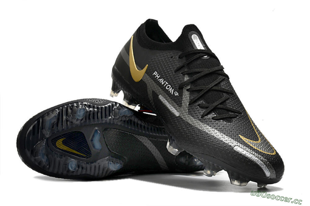 Men's Nike Phantom GT 2 FG Firm Ground Low-Tops Football Boots - Black/Silver/Gold 3