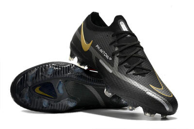 Men's Nike Phantom GT 2 FG Firm Ground Low-Tops Football Boots - Black/Silver/Gold
