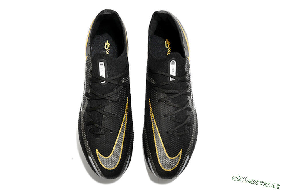 Men's Nike Phantom GT 2 FG Firm Ground Low-Tops Football Boots - Black/Silver/Gold 4