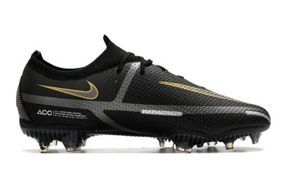 Men's Nike Phantom GT 2 FG Firm Ground Low-Tops Football Boots - Black/Silver/Gold