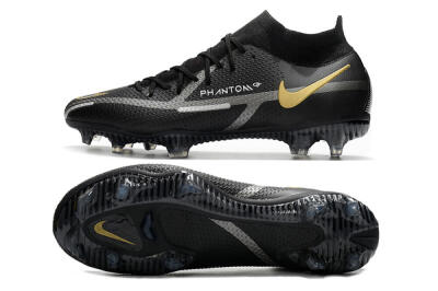 Men's Nike Phantom GT 2 DF FG Firm Ground High-Tops Football Boots - Black/Silver/Gold