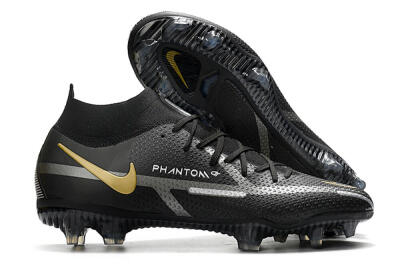 Men's Nike Phantom GT 2 DF FG Firm Ground High-Tops Football Boots - Black/Silver/Gold