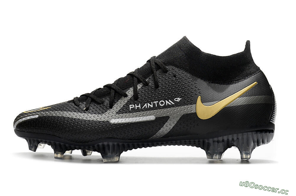 Men's Nike Phantom GT 2 DF FG Firm Ground High-Tops Football Boots - Black/Silver/Gold 0