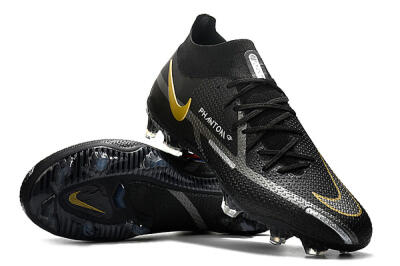 Men's Nike Phantom GT 2 DF FG Firm Ground High-Tops Football Boots - Black/Silver/Gold