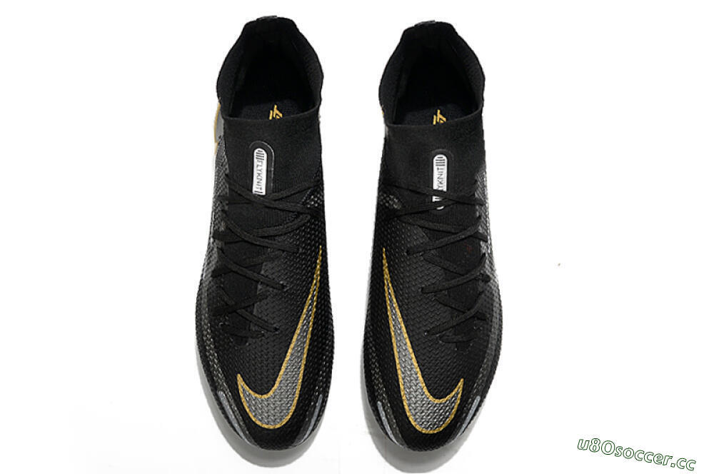 Men's Nike Phantom GT 2 DF FG Firm Ground High-Tops Football Boots - Black/Silver/Gold 4
