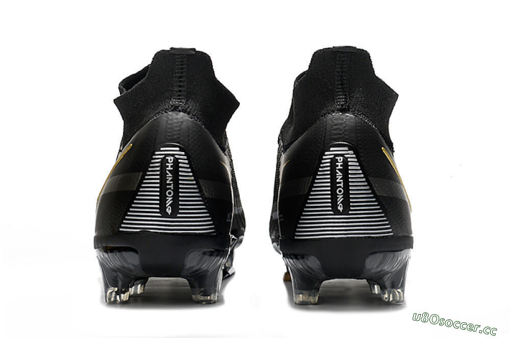 Men's Nike Phantom GT 2 DF FG Firm Ground High-Tops Football Boots - Black/Silver/Gold 5